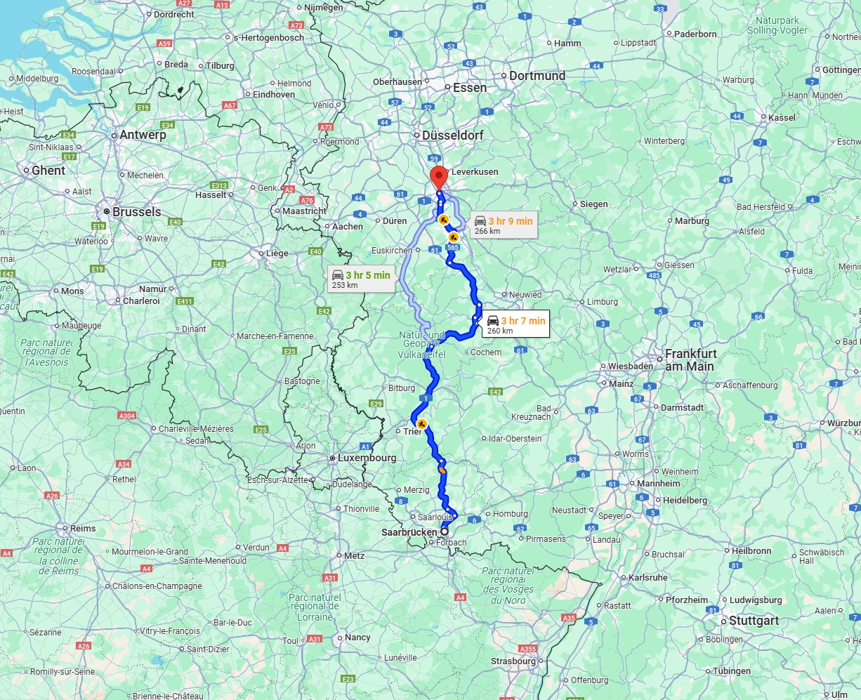 Anreise von Saarbrücken Zu Köln Über via A1
