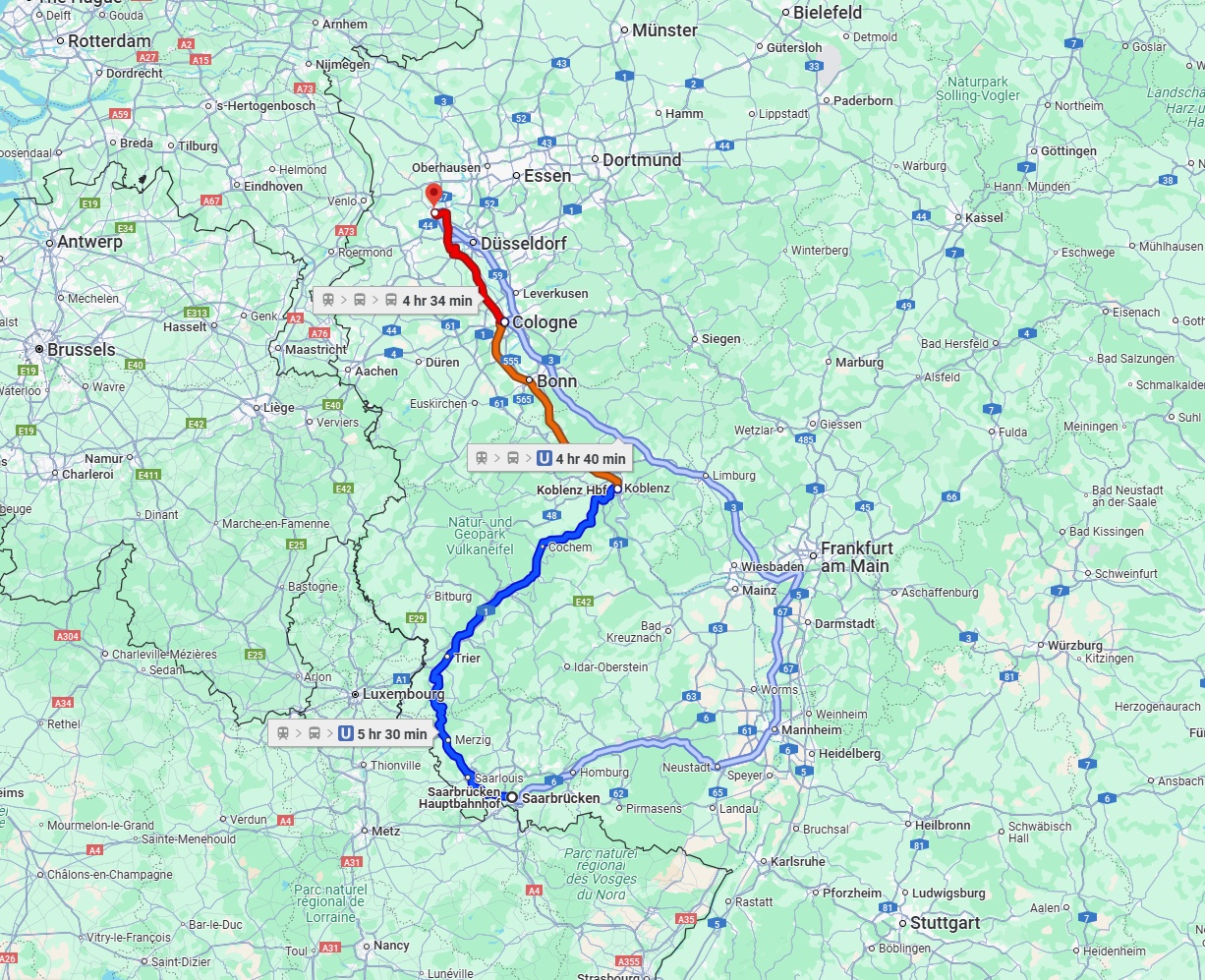 Anreise von Saarbrücken Zu Krefeld Über 