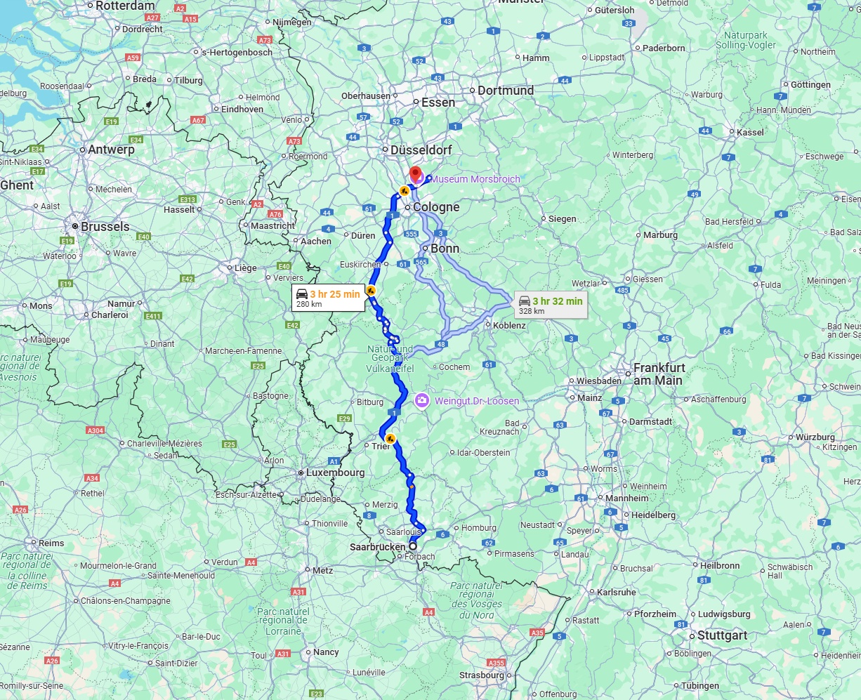 Anreise von Saarbrücken Zu Leverkusen Über via A1