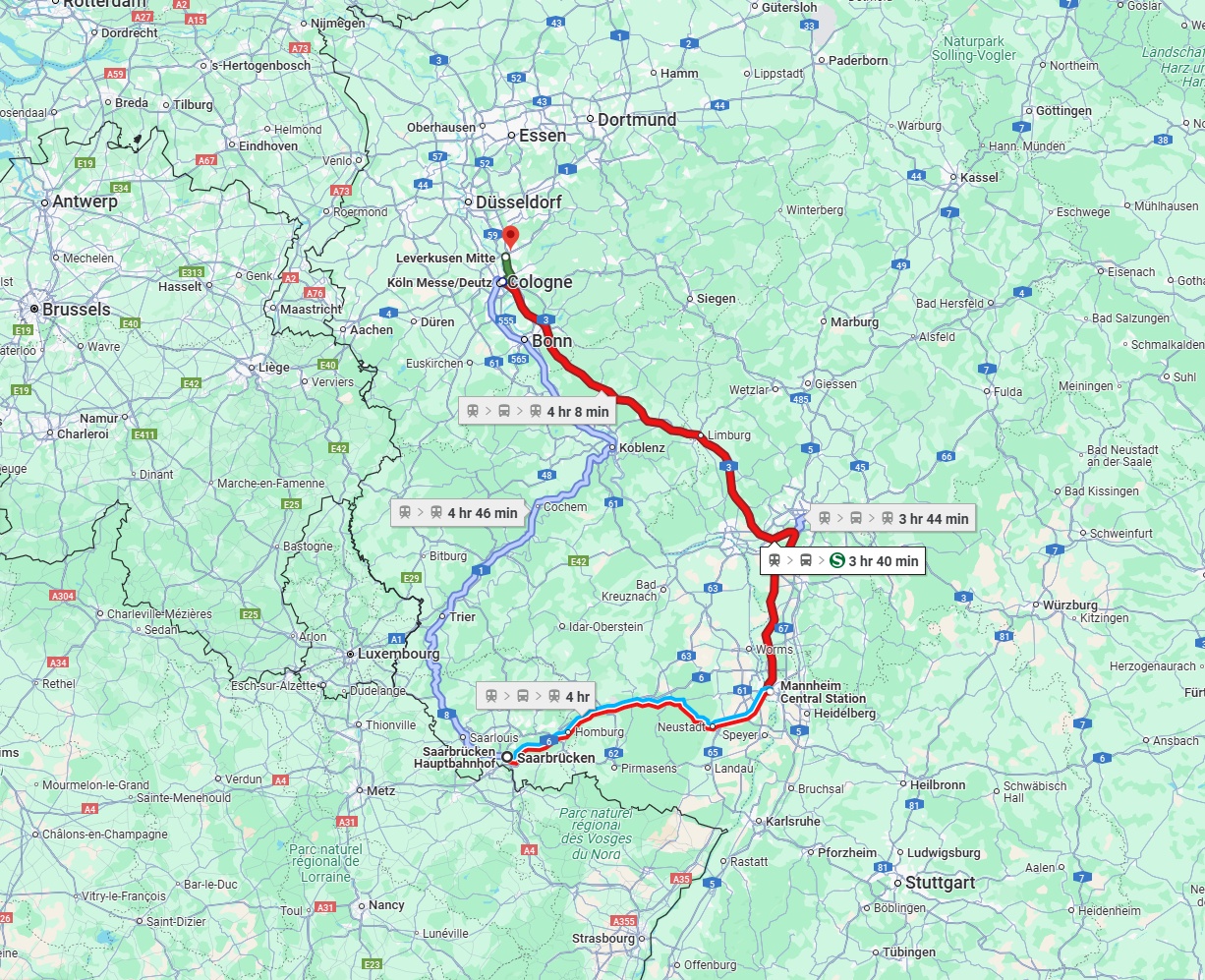 Anreise von Saarbrücken Zu Leverkusen Über 