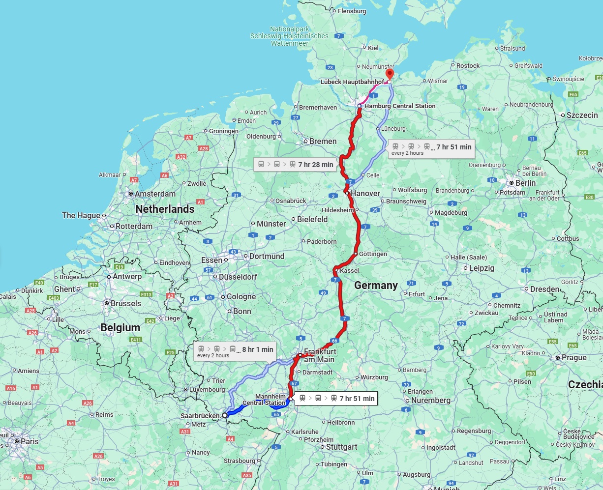 Anreise von Saarbrücken Zu Lübeck Über 