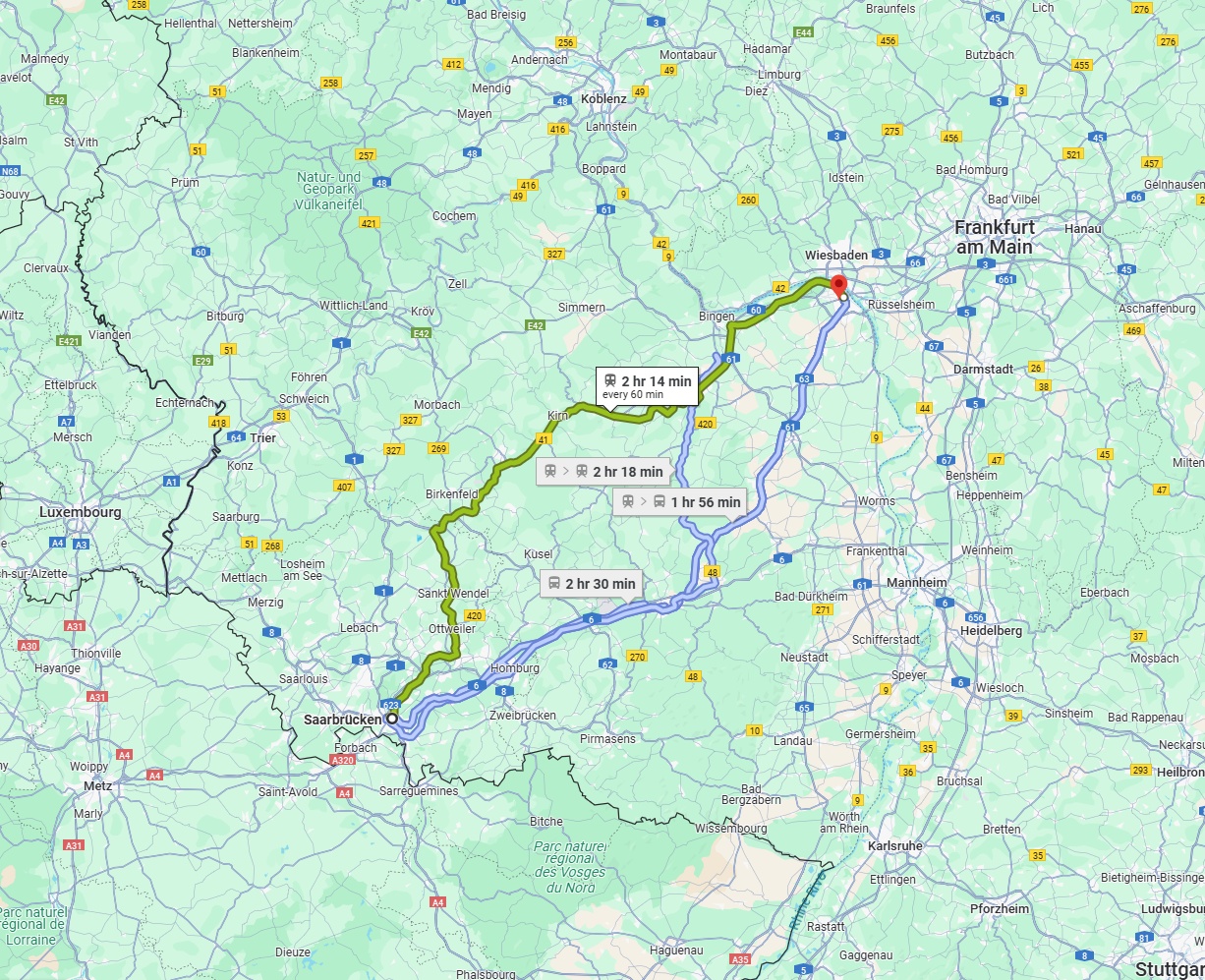 Anreise von Saarbrücken Zu Mainz Über 