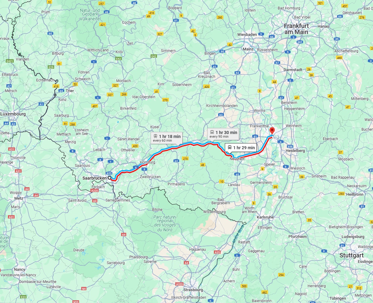 Anreise von Saarbrücken Zu Mannheim Über 