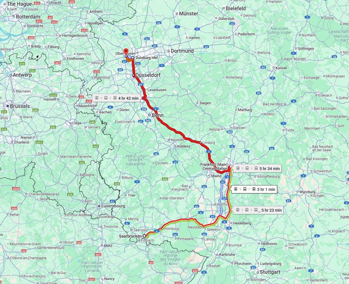 Anreise von Saarbrücken Zu Moers Über 