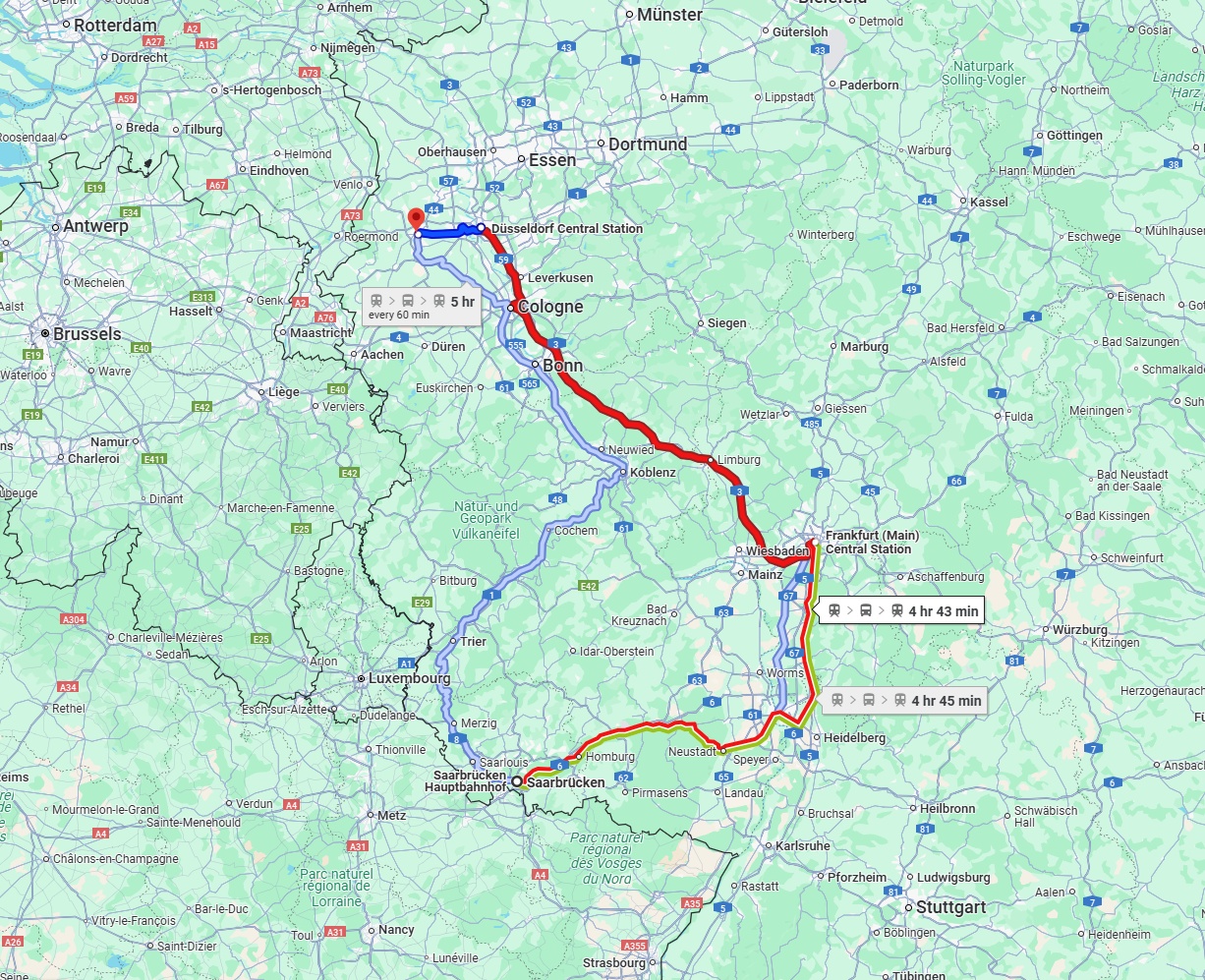 Anreise von Saarbrücken Zu Mönchengladbach Über 