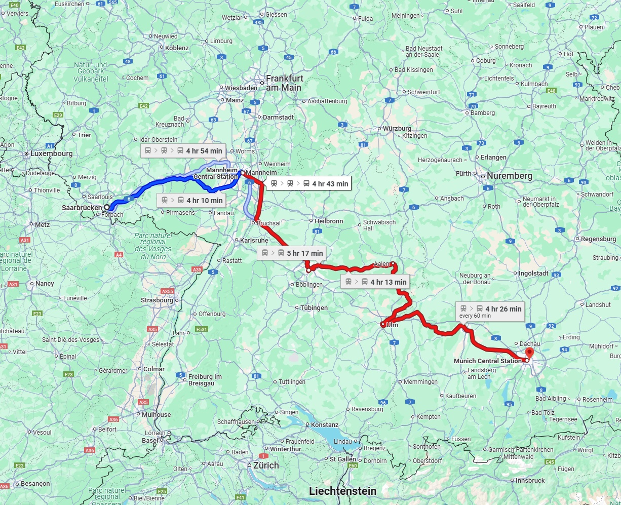 Anreise von Saarbrücken Zu München Über 