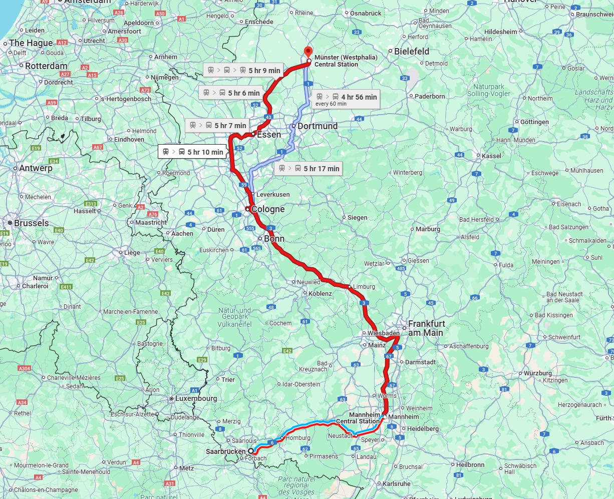 Anreise von Saarbrücken Zu Münster Über 