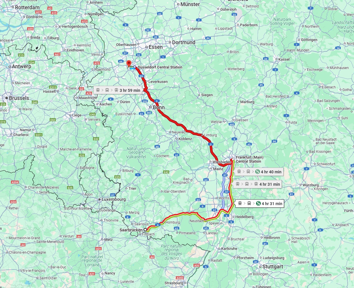 Anreise von Saarbrücken Zu Neuss Über 