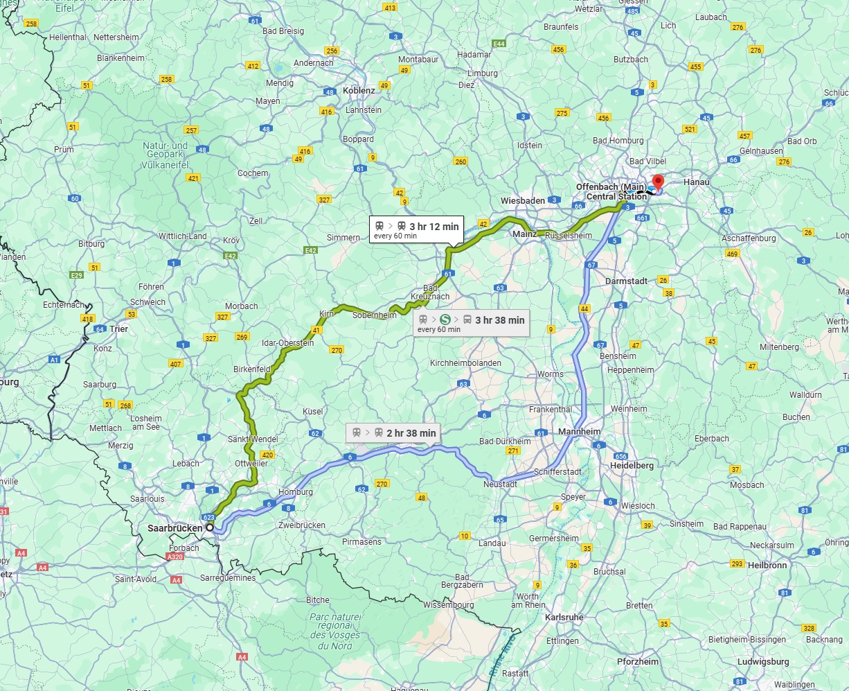 Anreise von Saarbrücken Zu Offenbach am Main Über 