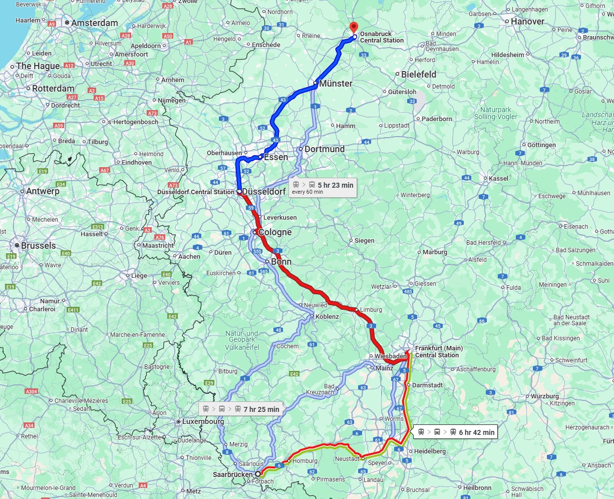 Anreise von Saarbrücken Zu Osnabrück Über 