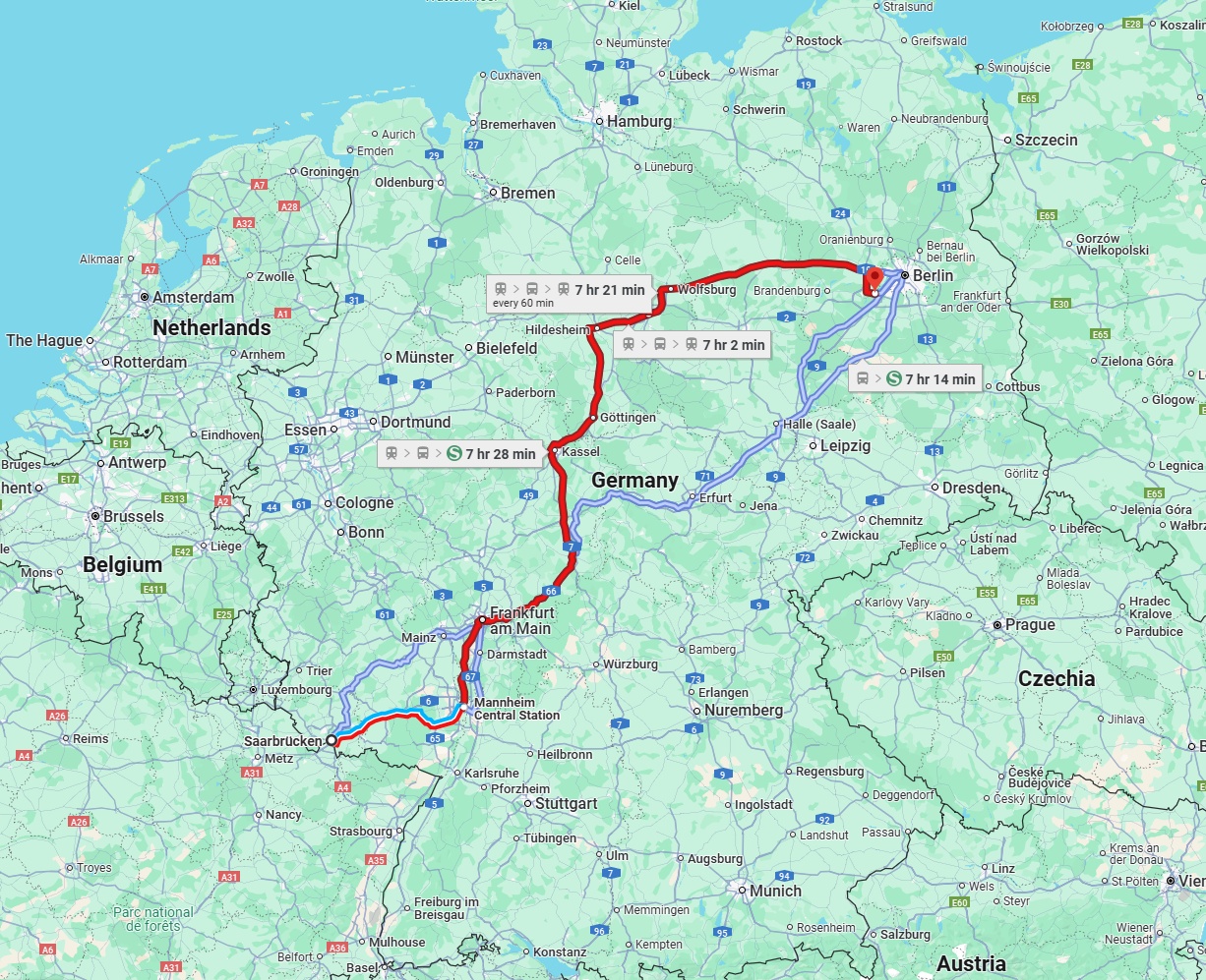 Anreise von Saarbrücken Zu Potsdam Über 