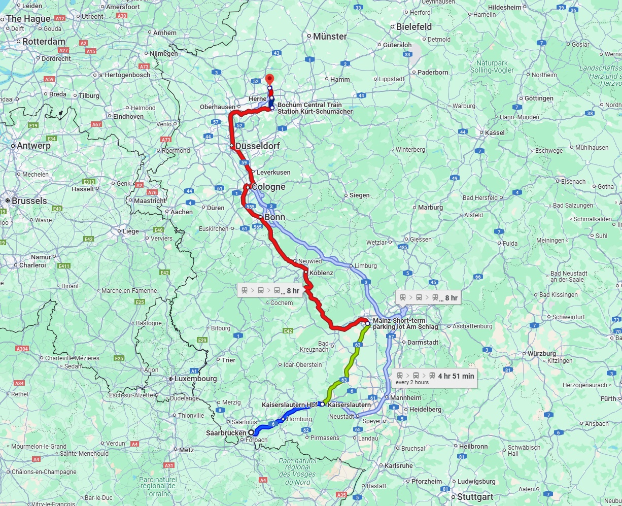 Anreise von Saarbrücken Zu Recklinghausen Über 