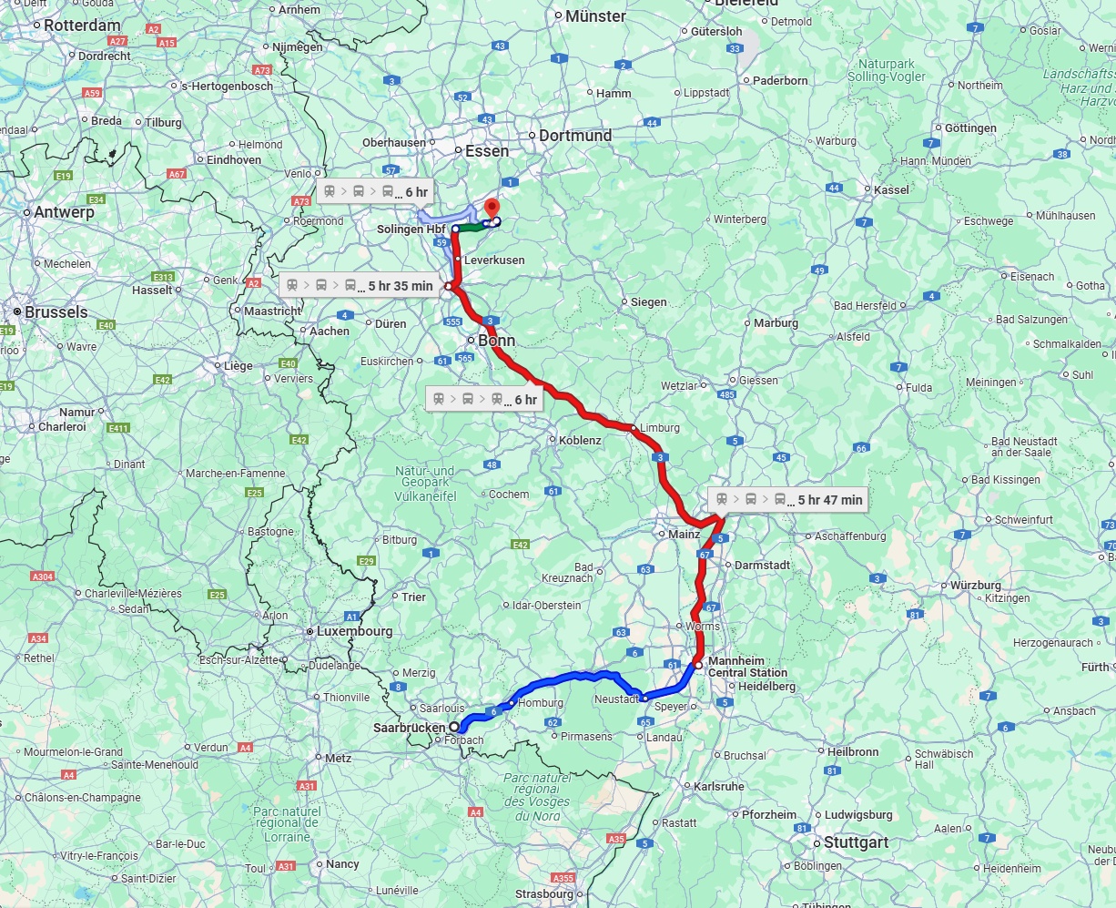 Anreise von Saarbrücken Zu Remscheid Über 