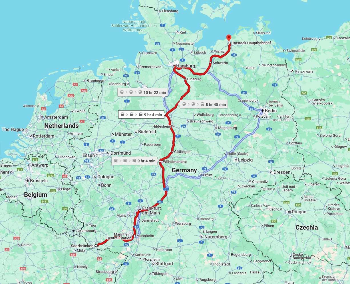 Anreise von Saarbrücken Zu Rostock Über 