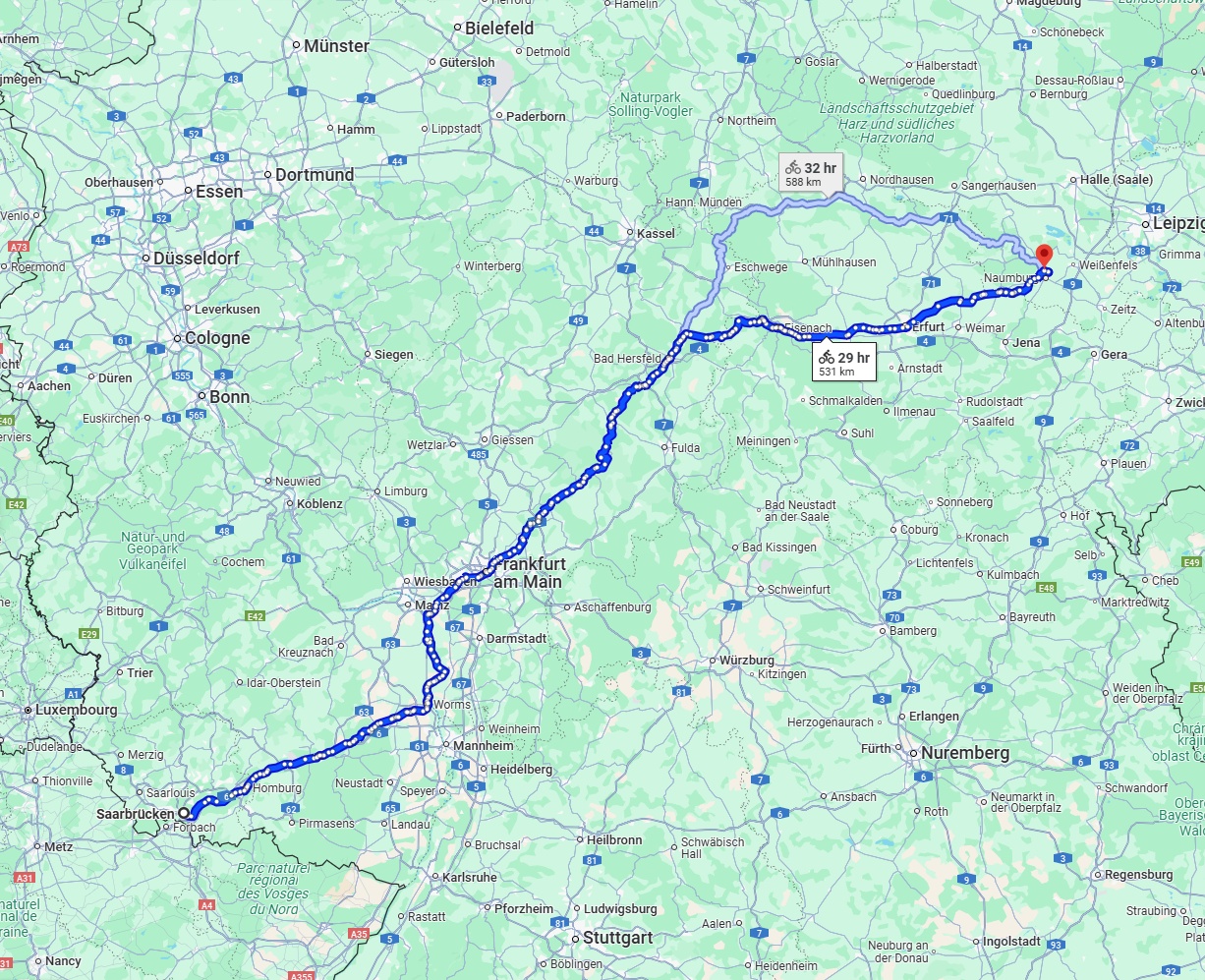 Anreise von Saarbrücken Zu Saale Über 