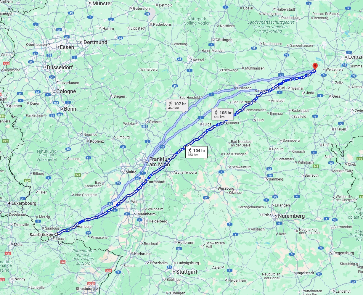 Anreise von Saarbrücken Zu Saale Über 