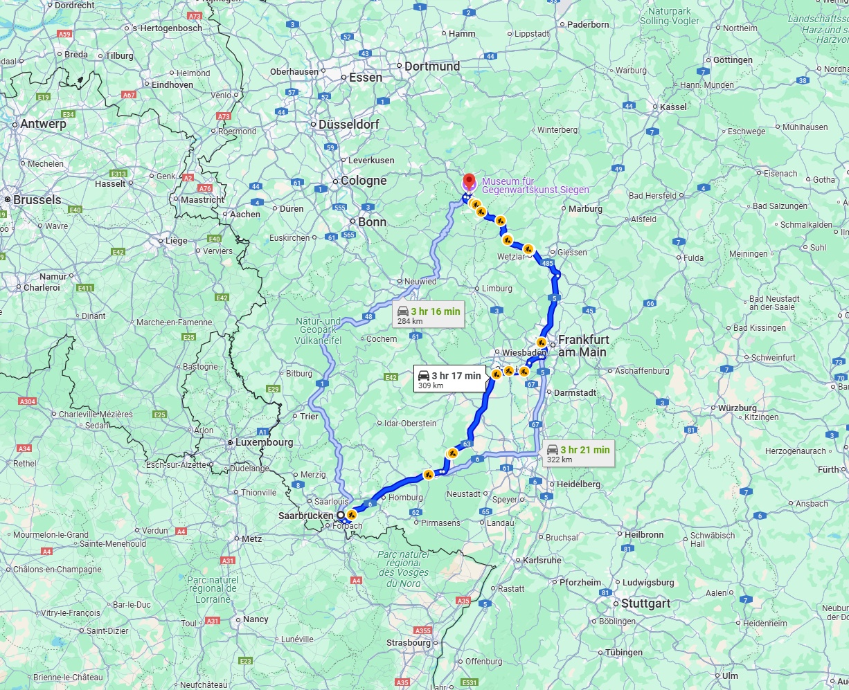Anreise von Saarbrücken Zu Siegen Über via A45