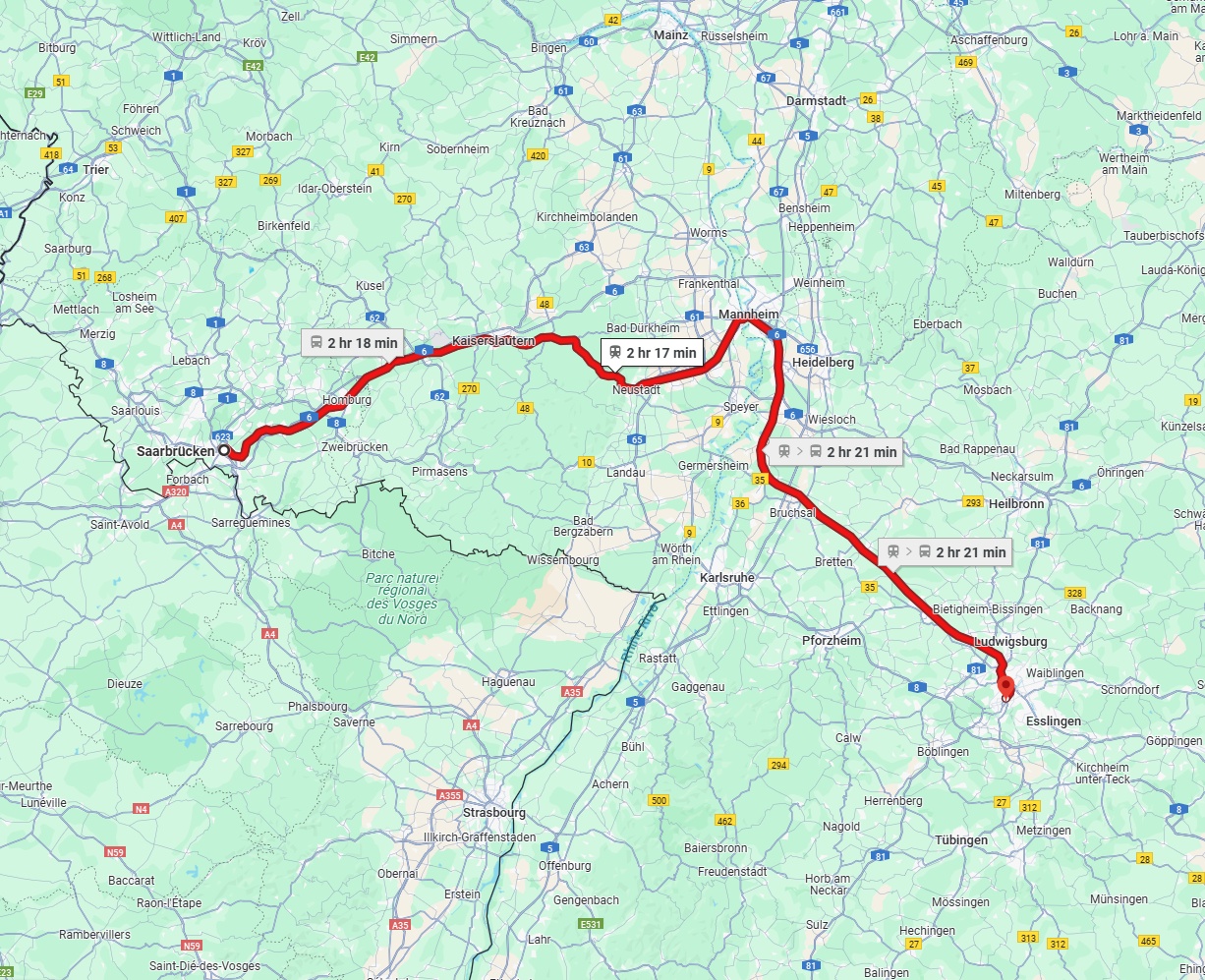 Anreise von Saarbrücken Zu Stuttgart Über 