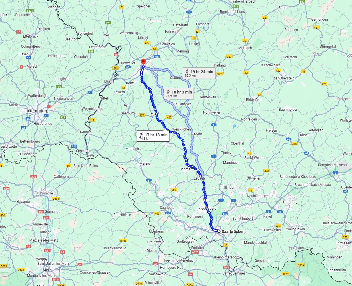Anreise von Saarbrücken Zu Trier Über 