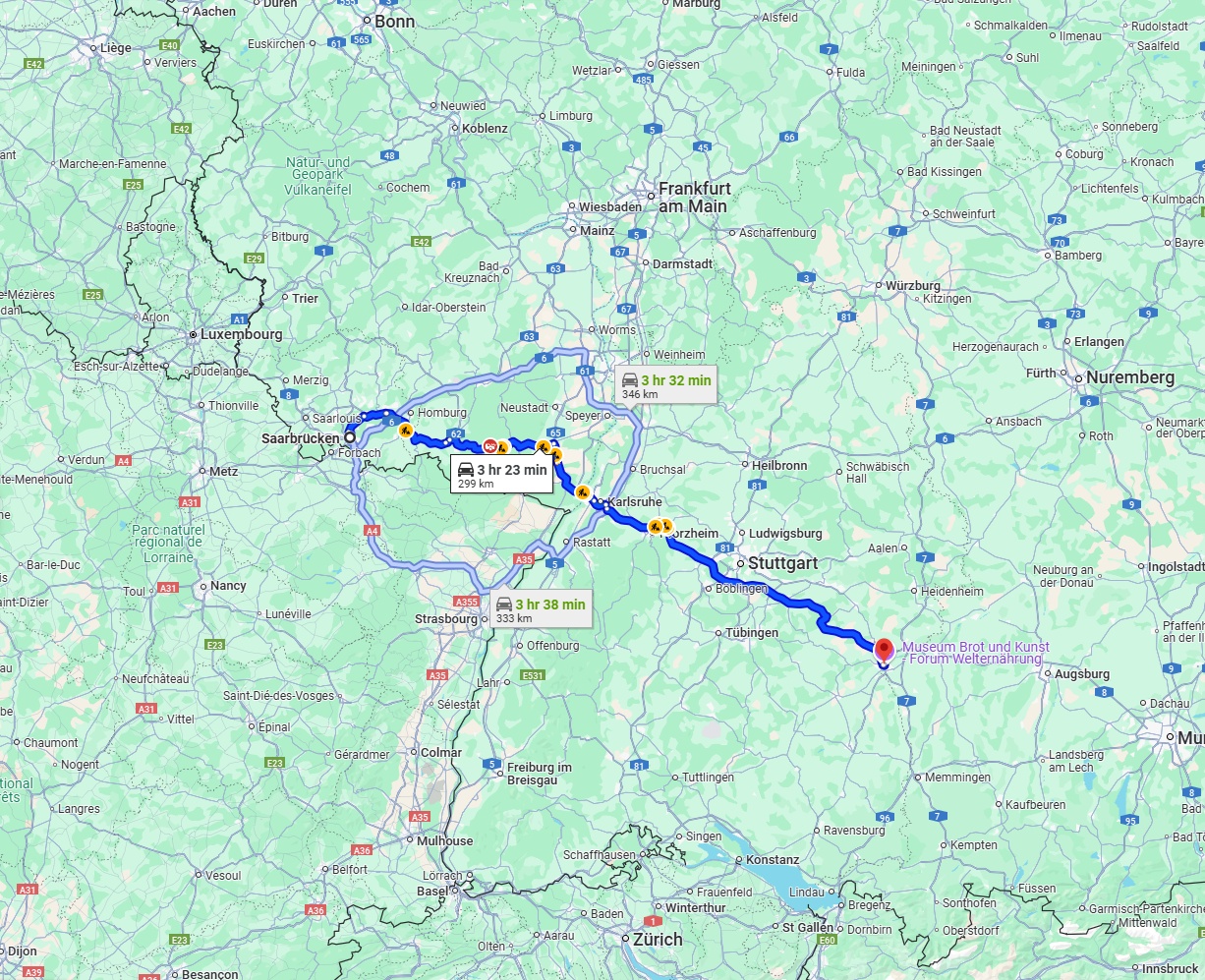 Anreise von Saarbrücken Zu Ulm Über via A8