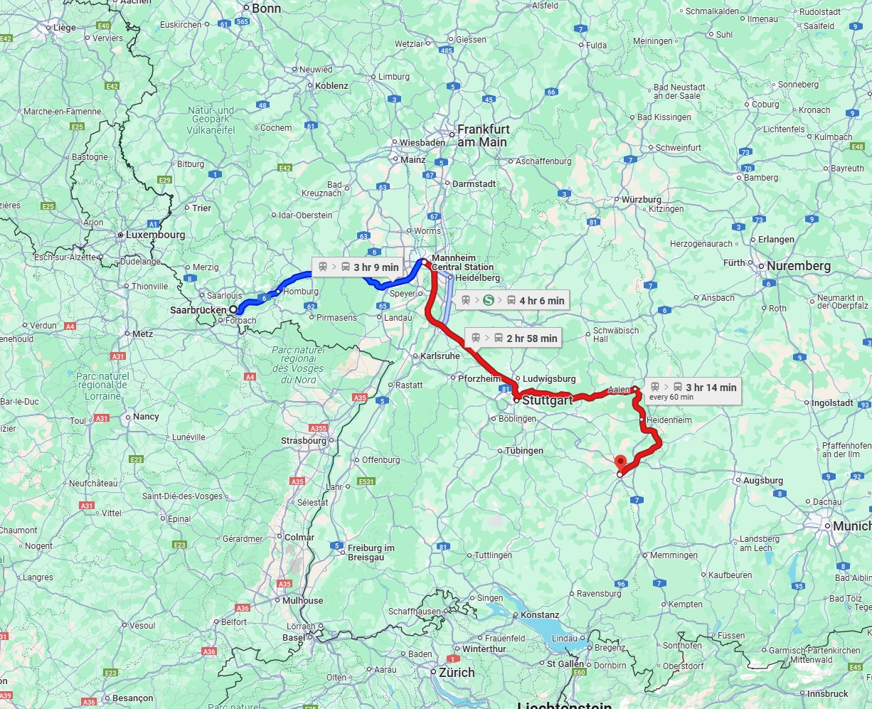 Anreise von Saarbrücken Zu Ulm Über 