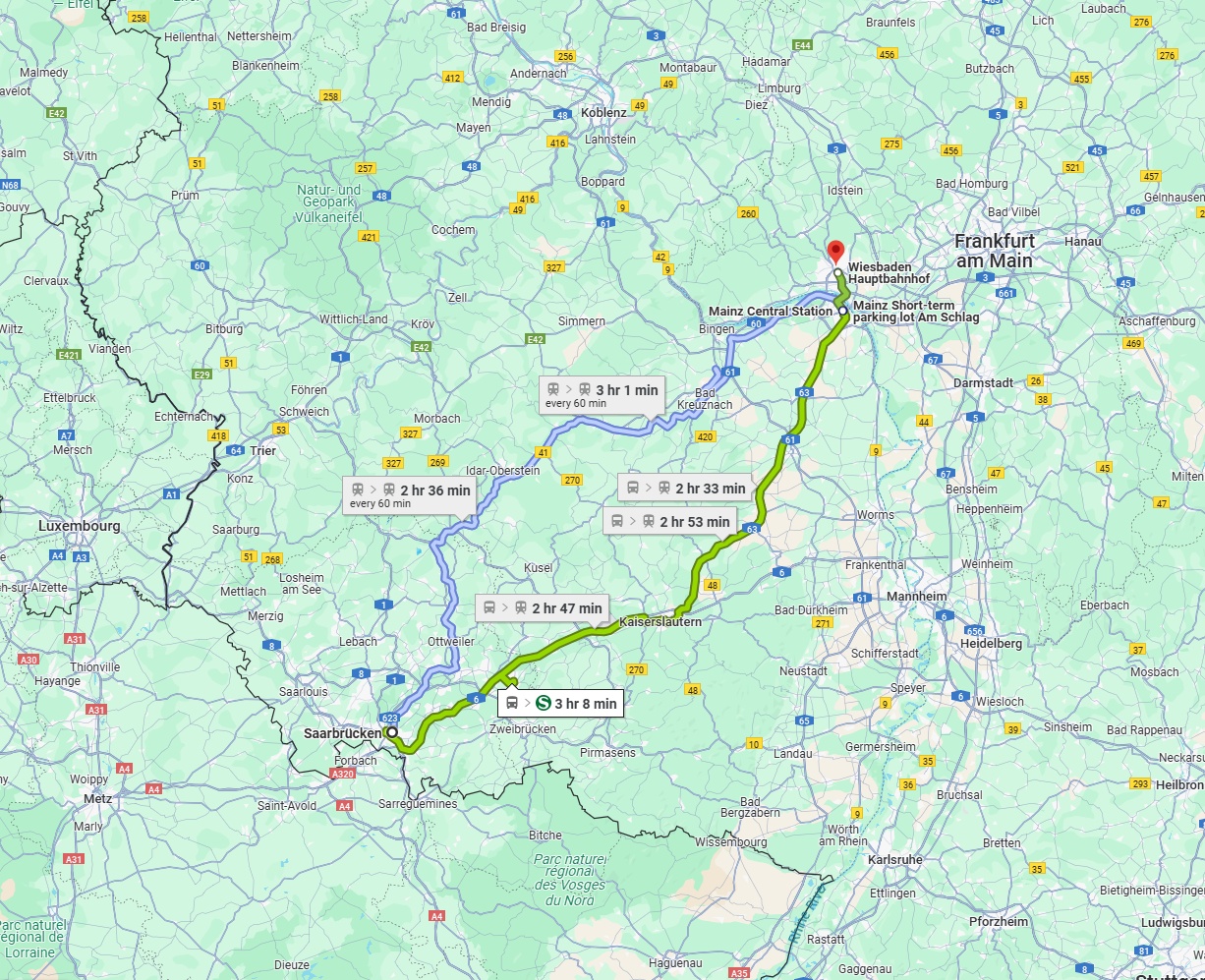 Anreise von Saarbrücken Zu Wiesbaden Über 