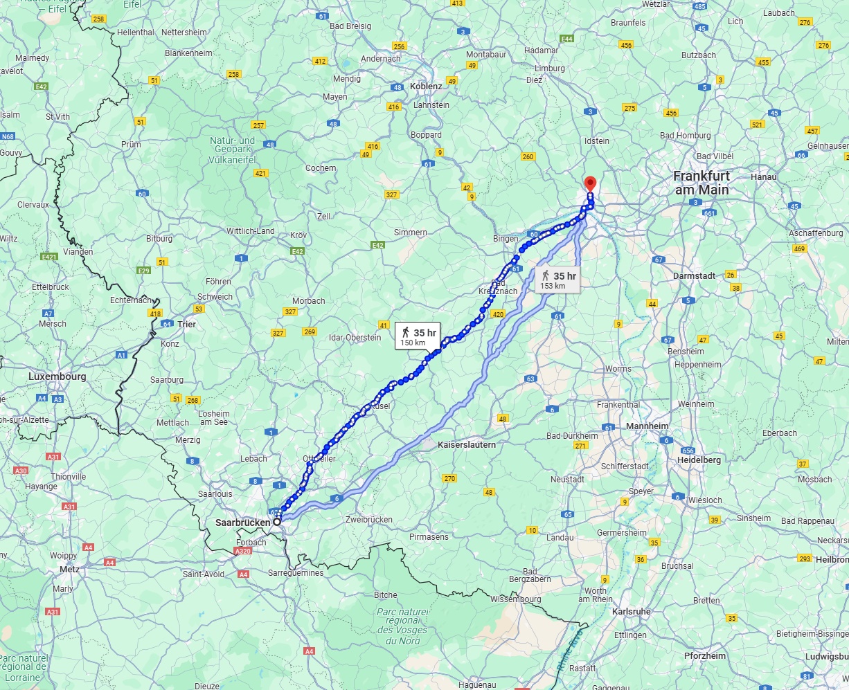Anreise von Saarbrücken Zu Wiesbaden Über 
