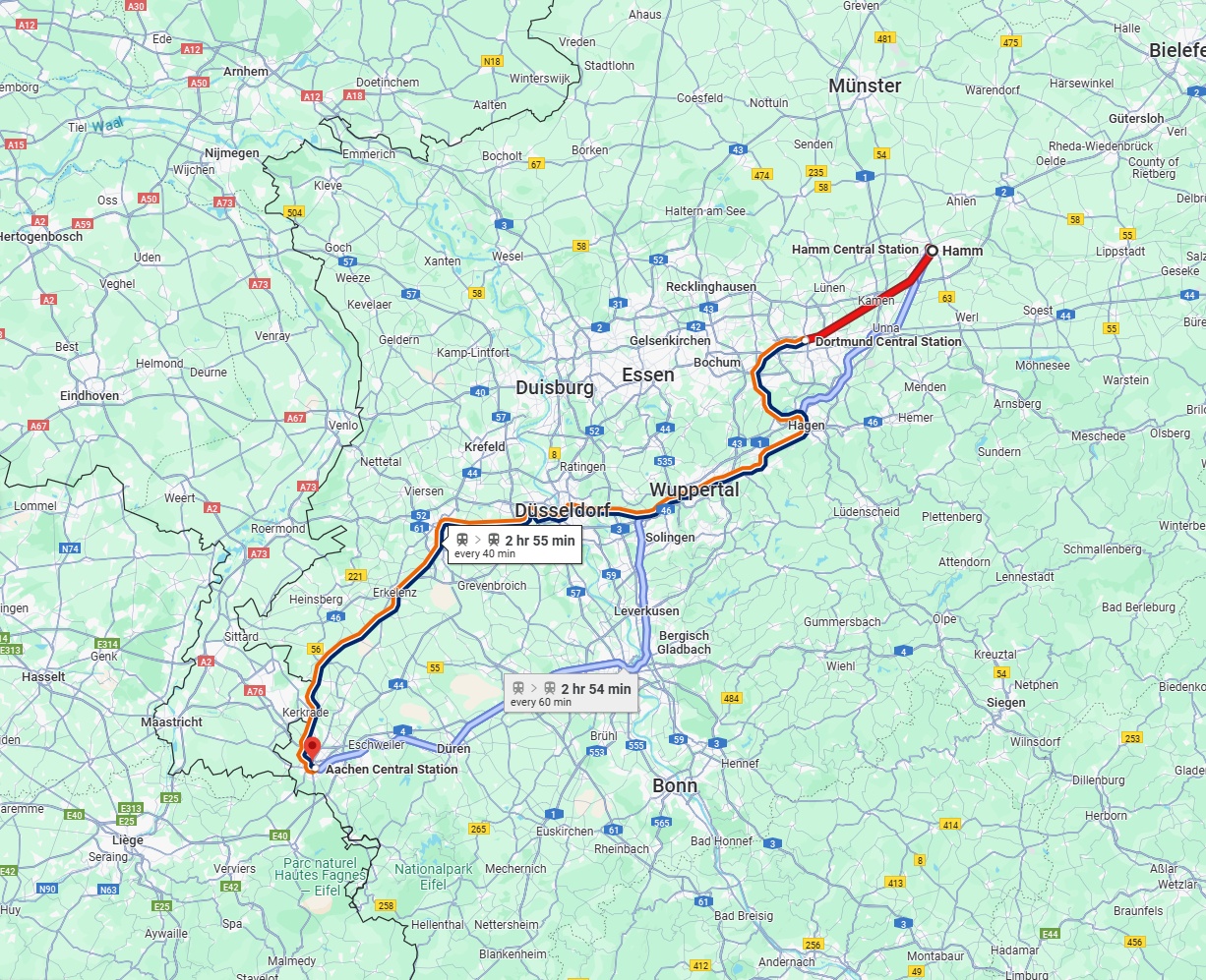 Anreise von Hamm Zu Aachen Über 
