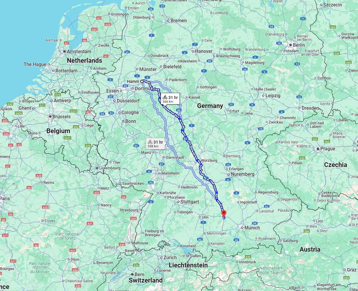 Anreise von Hamm Zu Augsburg Über 