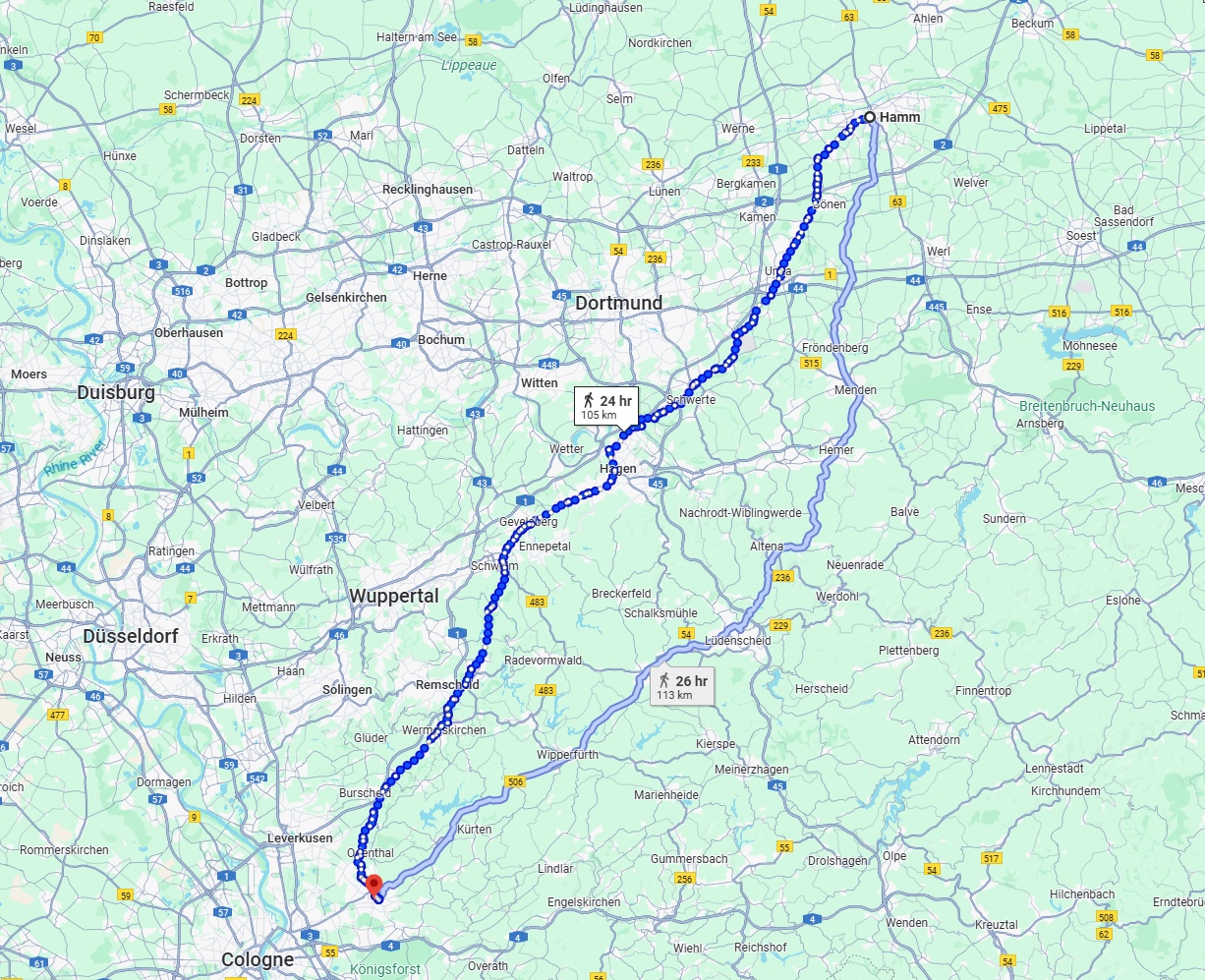 Anreise von Hamm Zu Bergisch Gladbach Über 