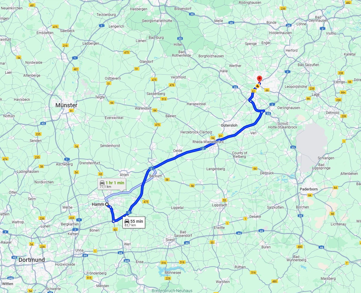 Anreise von Hamm Zu Bielefeld Über via A2