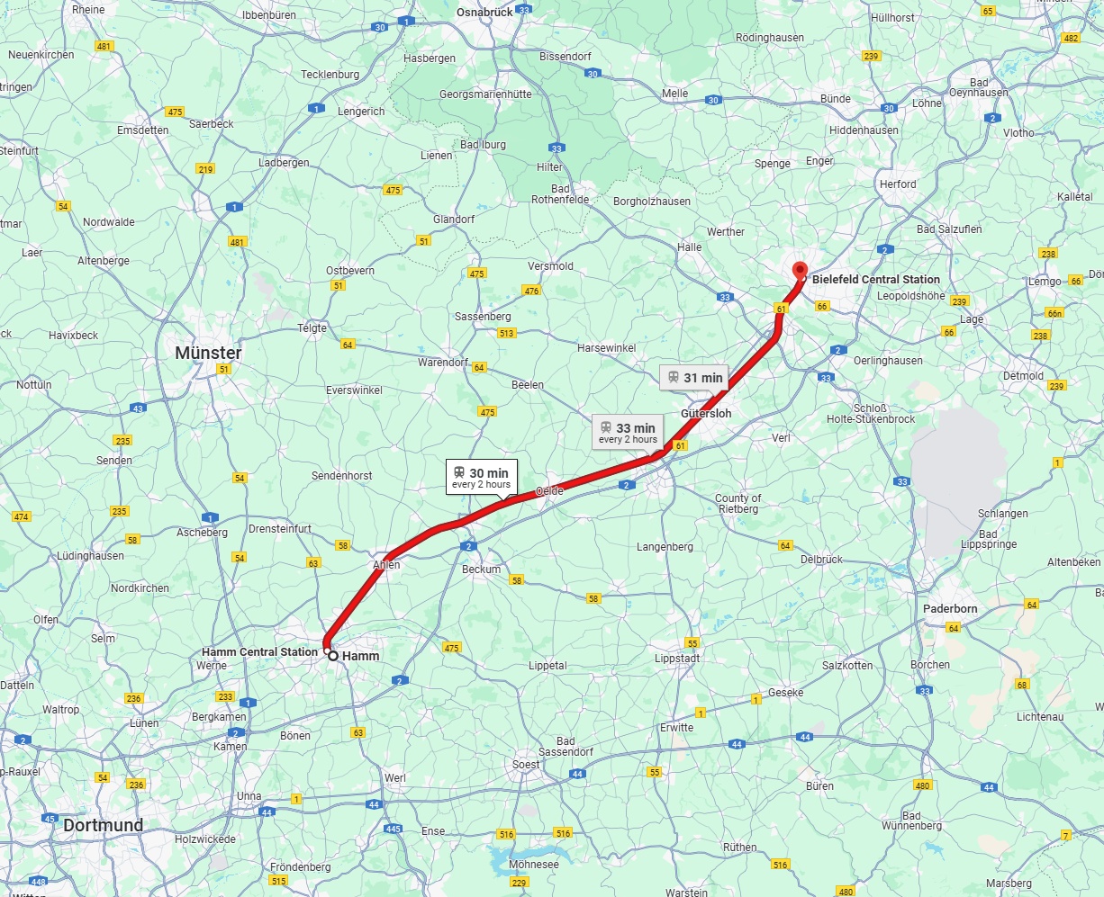 Anreise von Hamm Zu Bielefeld Über 