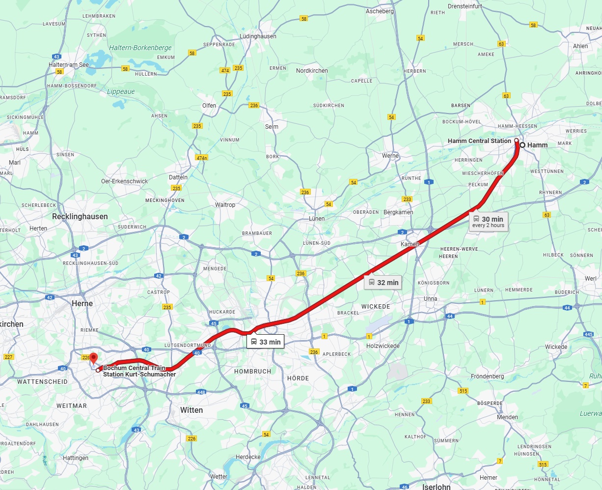 Anreise von Hamm Zu Bochum Über 