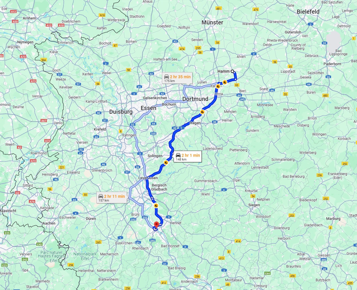 Anreise von Hamm Zu Bonn Über via A1