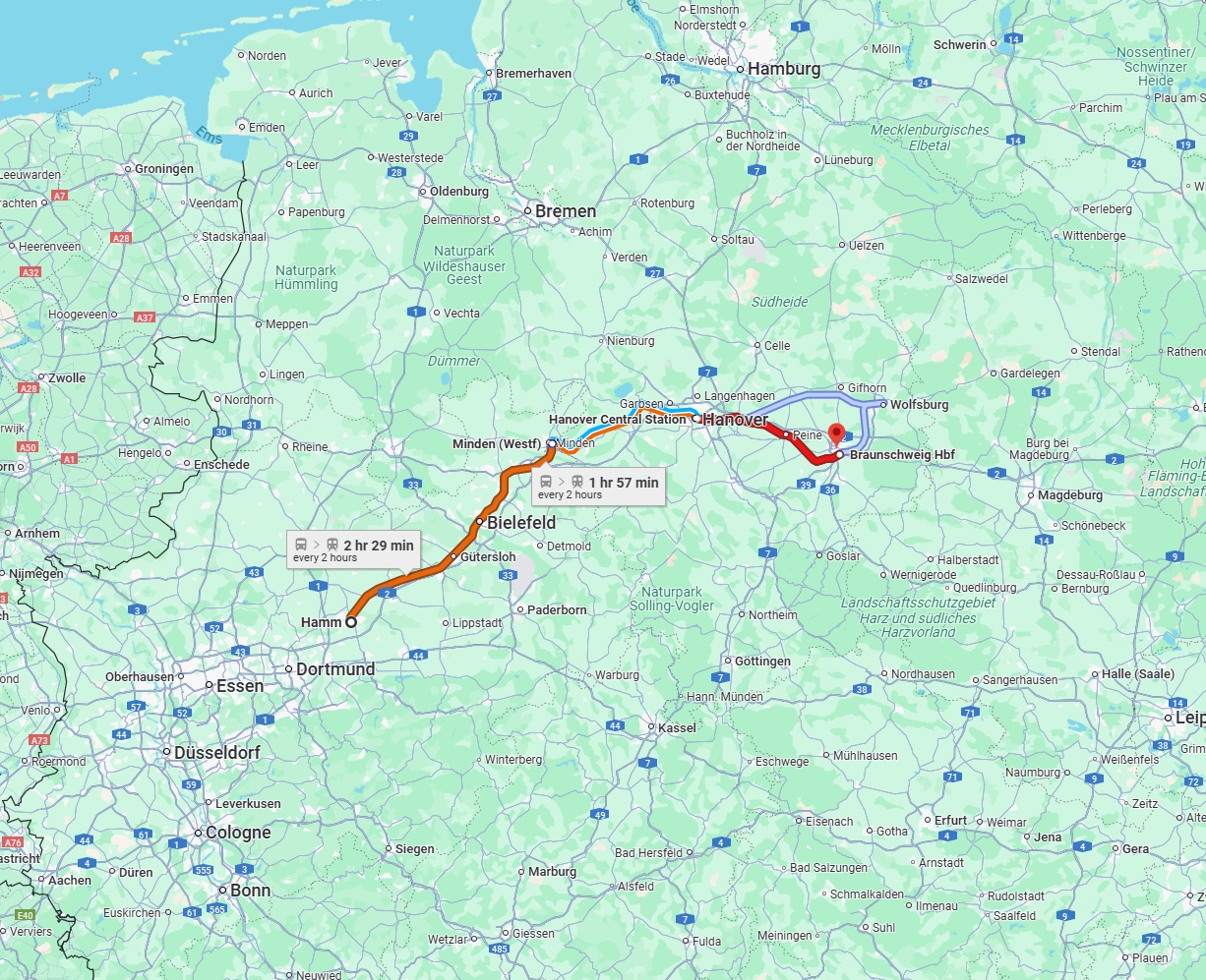Anreise von Hamm Zu Braunschweig Über 