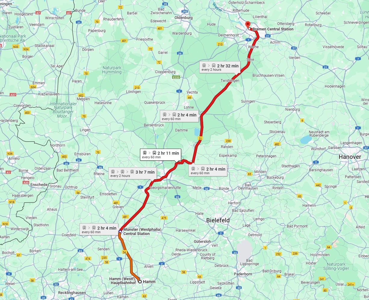 Anreise von Hamm Zu Bremen Über 