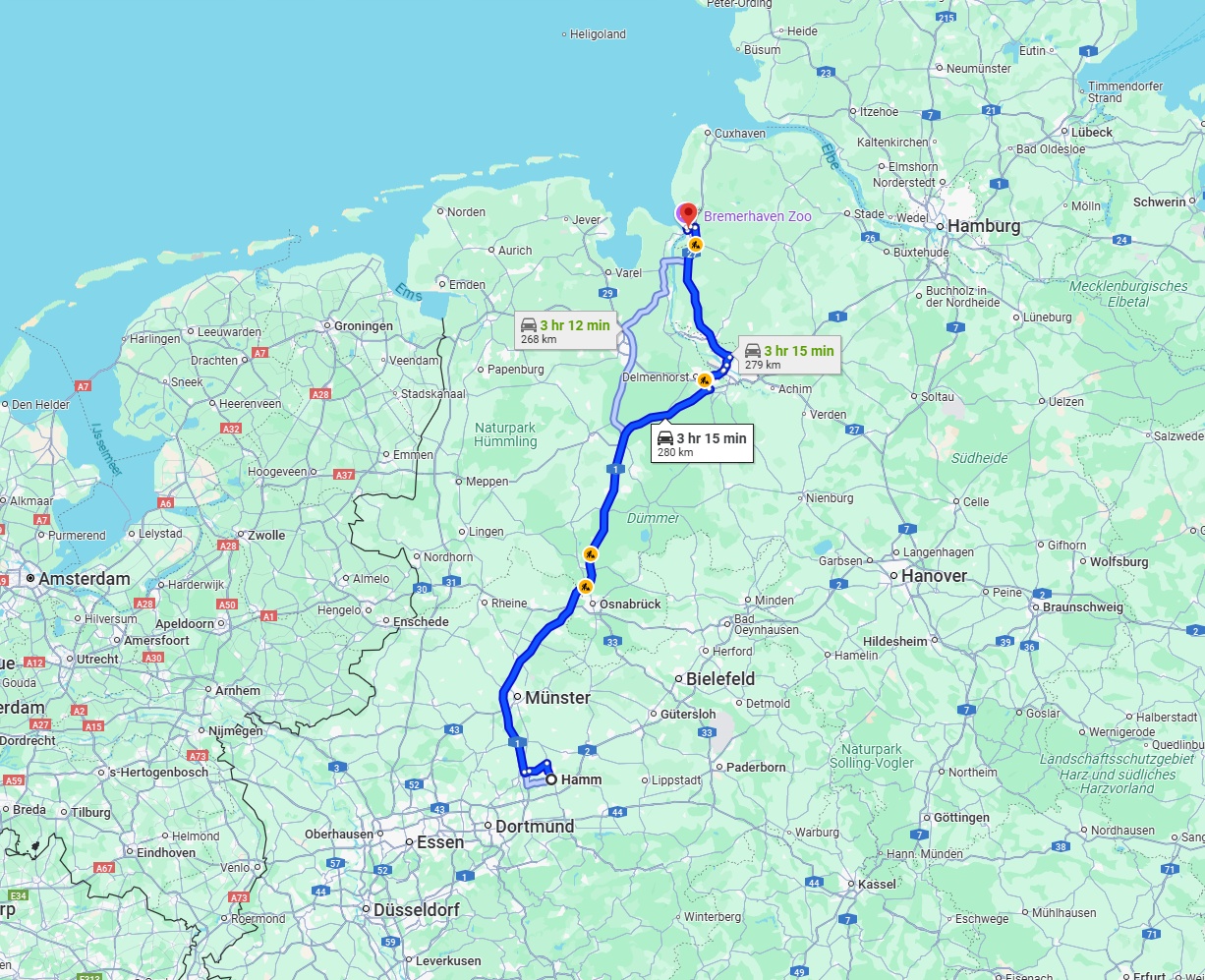 Anreise von Hamm Zu Bremerhaven Über via A1