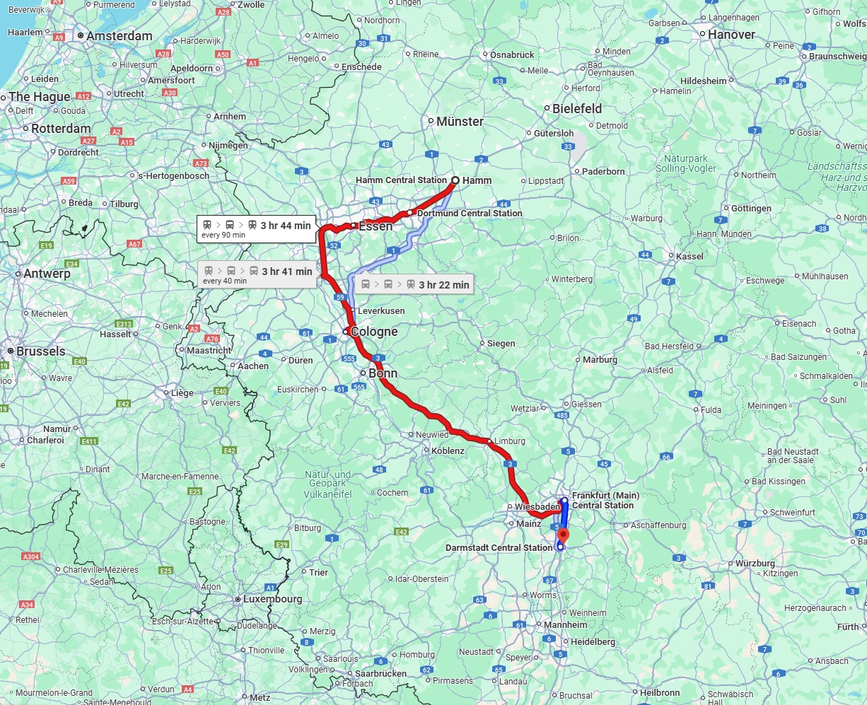 Anreise von Hamm Zu Darmstadt Über 