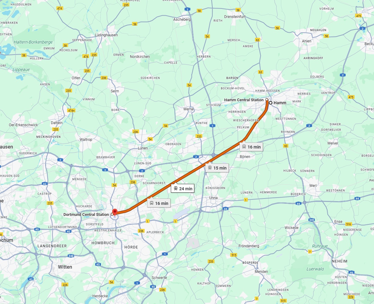 Anreise von Hamm Zu Dortmund Über 