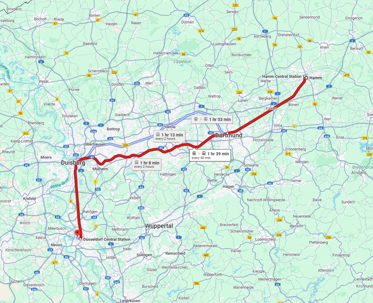 Anreise von Hamm Zu Düsseldorf Über 