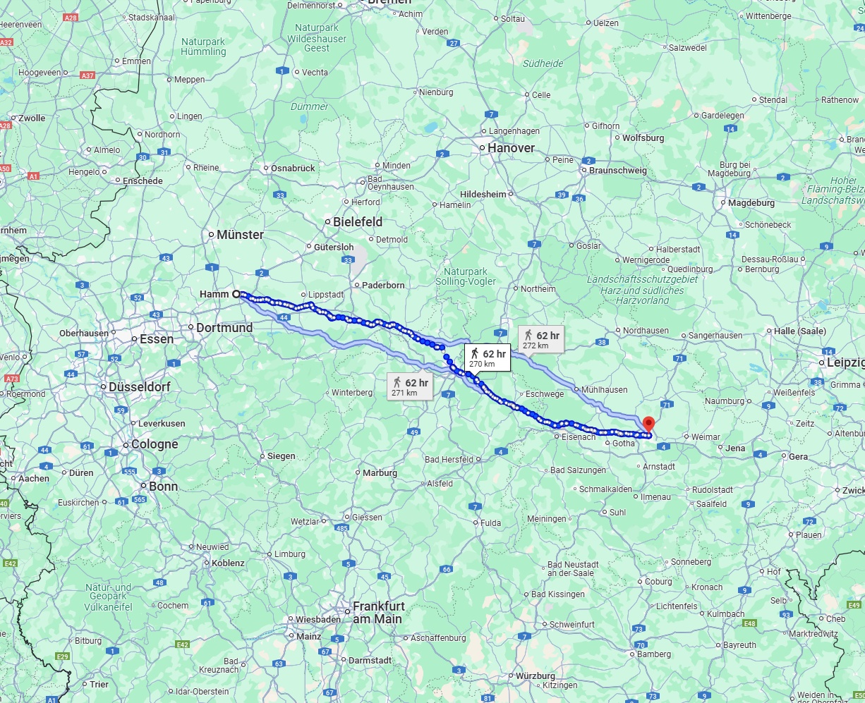 Anreise von Hamm Zu Erfurt Über 