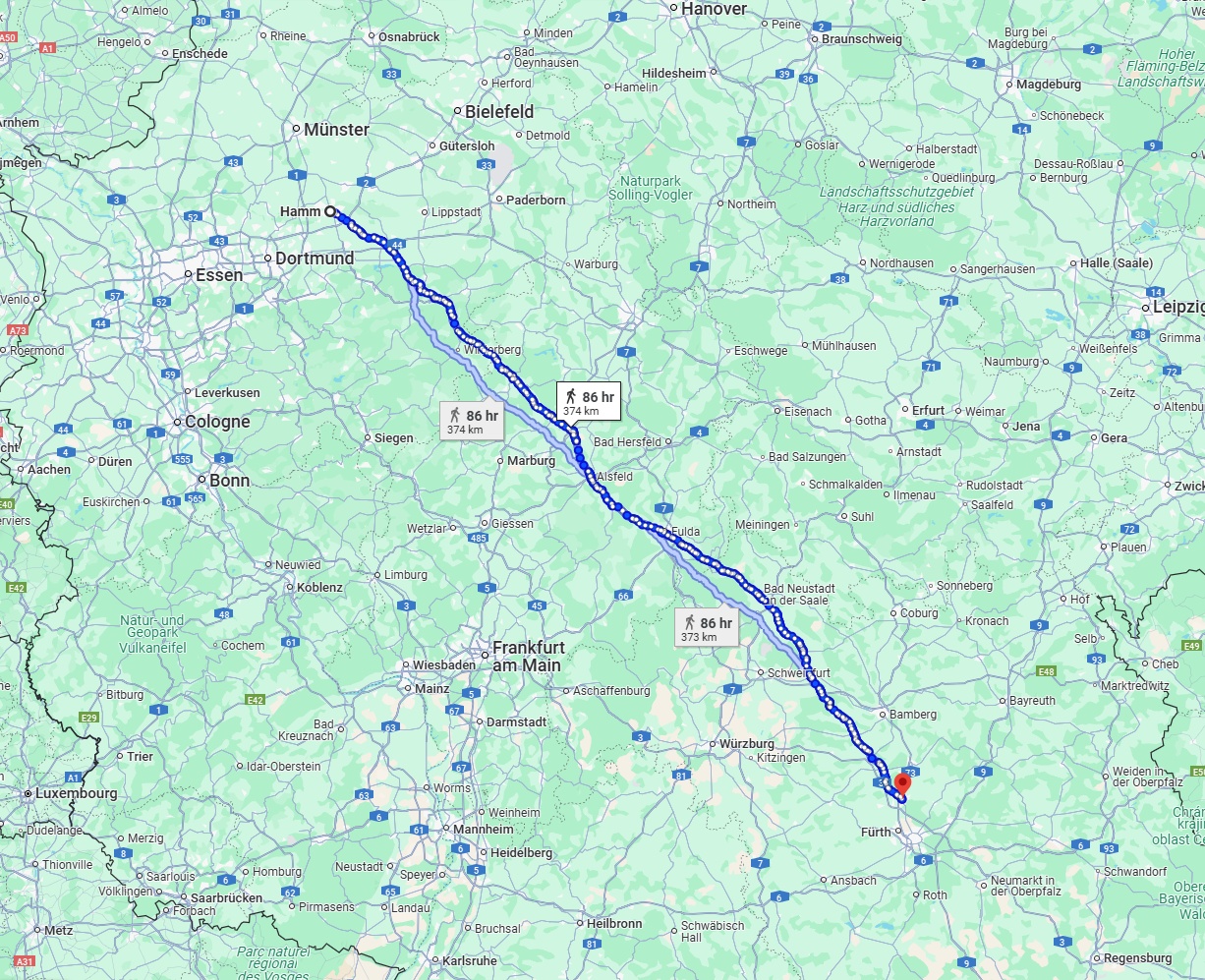 Anreise von Hamm Zu Erlangen Über 