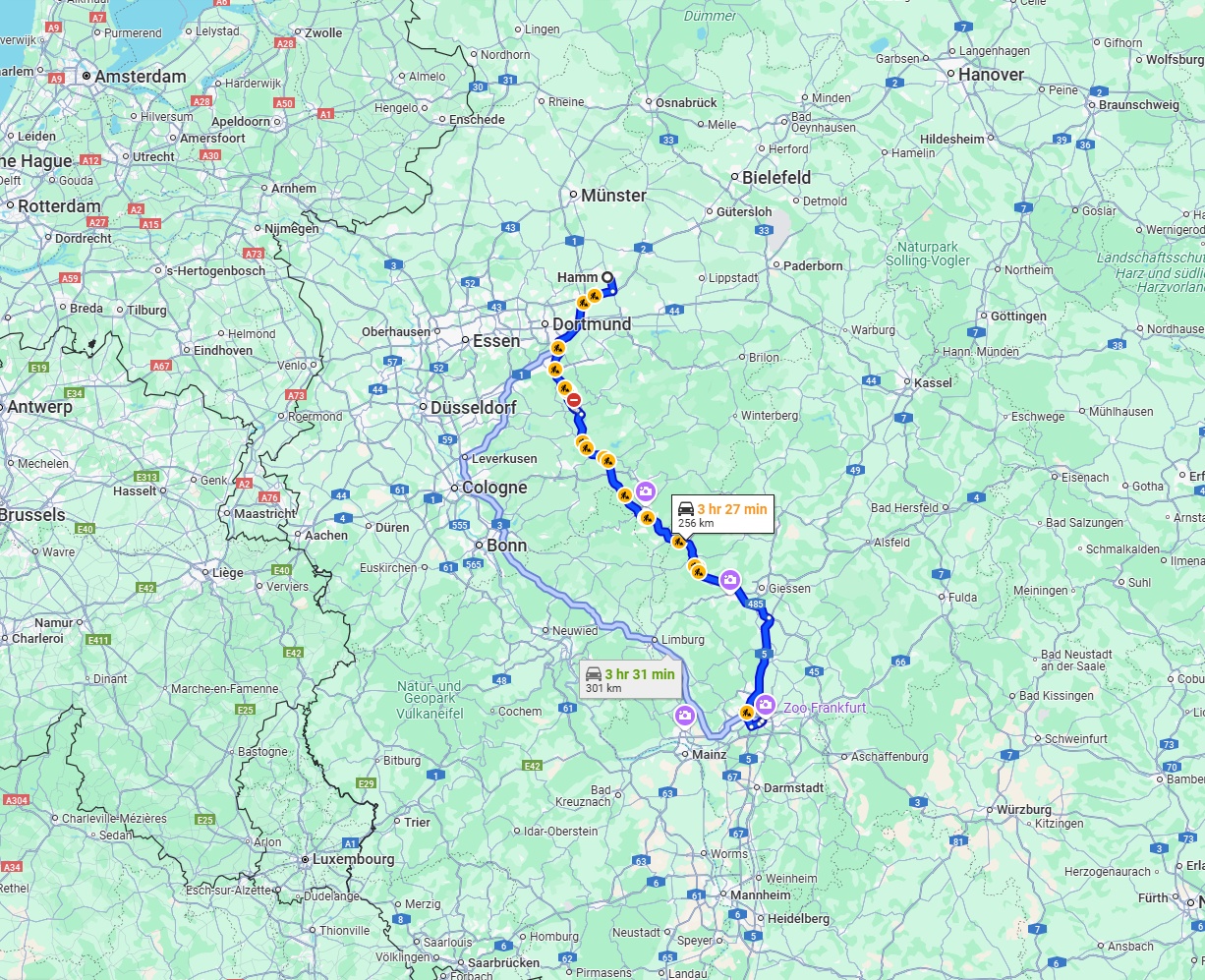 Anreise von Hamm Zu Frankfurt am Main Über via A45