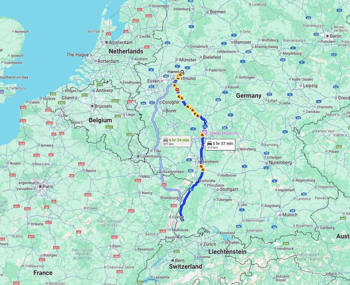 Anreise von Hamm Zu Freiburg im Breisgau Über via A45 and A5