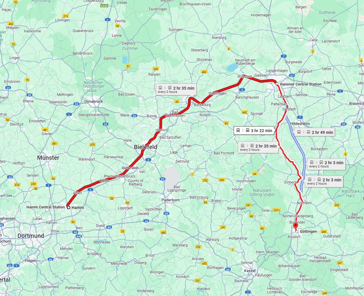 Anreise von Hamm Zu Göttingen Über 