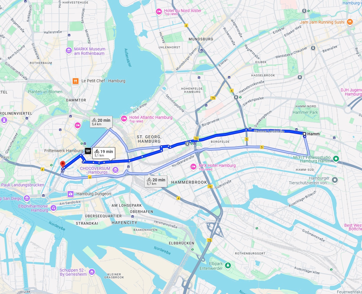 Anreise von Hamm Zu Hamburg Über 