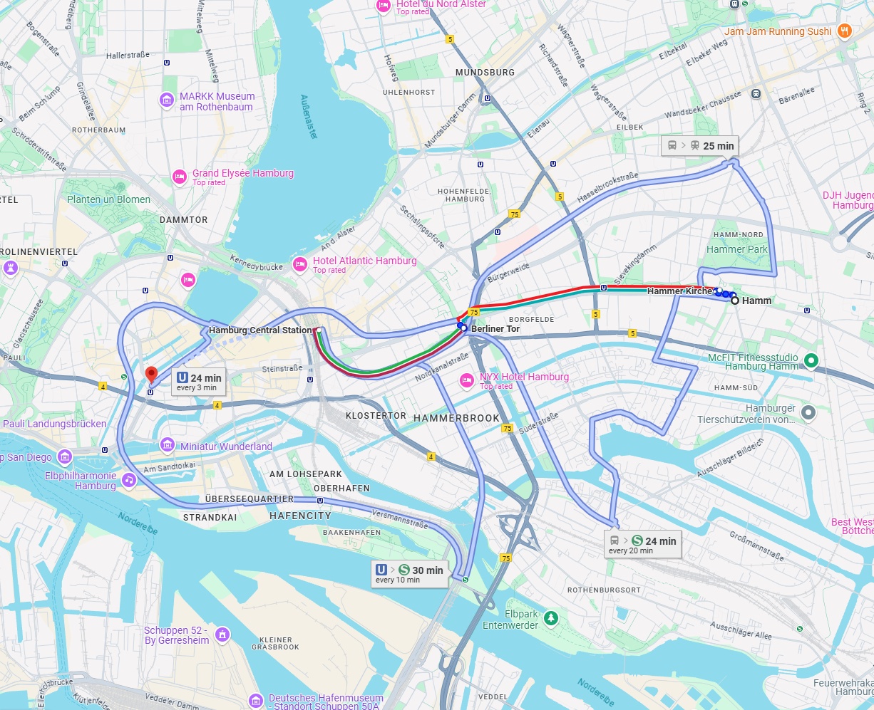 Anreise von Hamm Zu Hamburg Über 