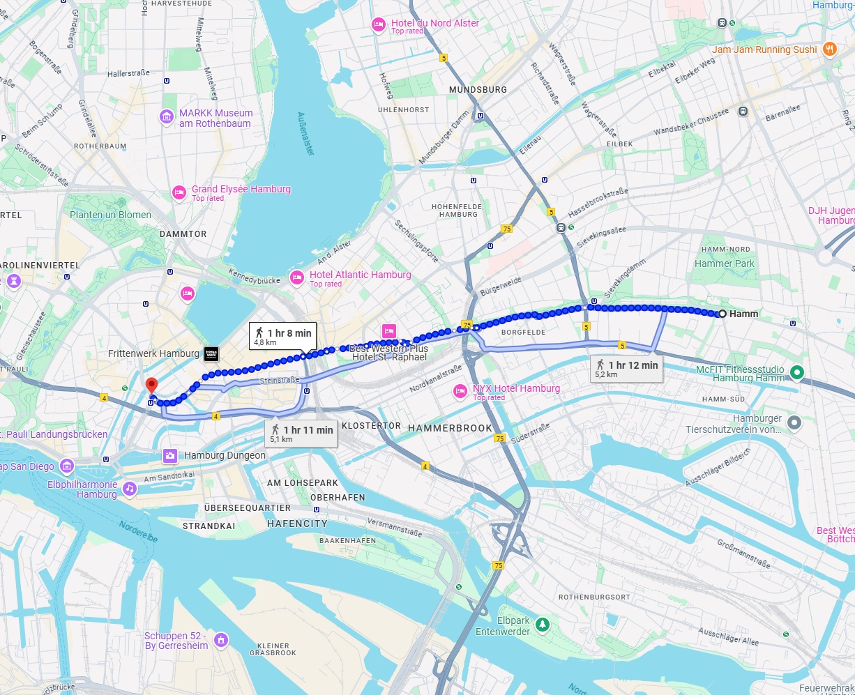 Anreise von Hamm Zu Hamburg Über 