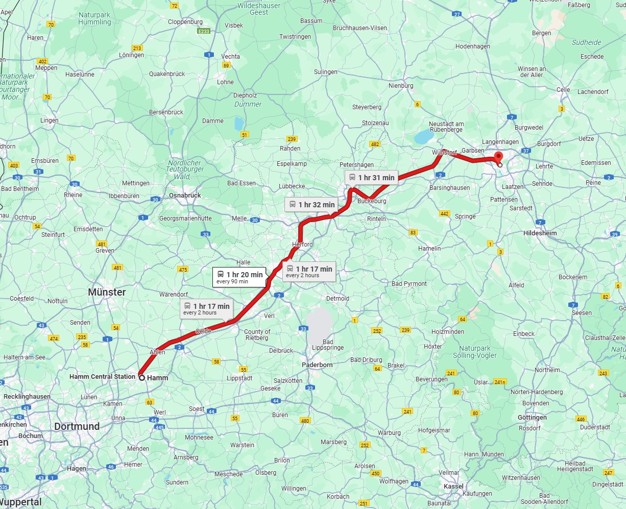 Anreise von Hamm Zu Hannover Über 