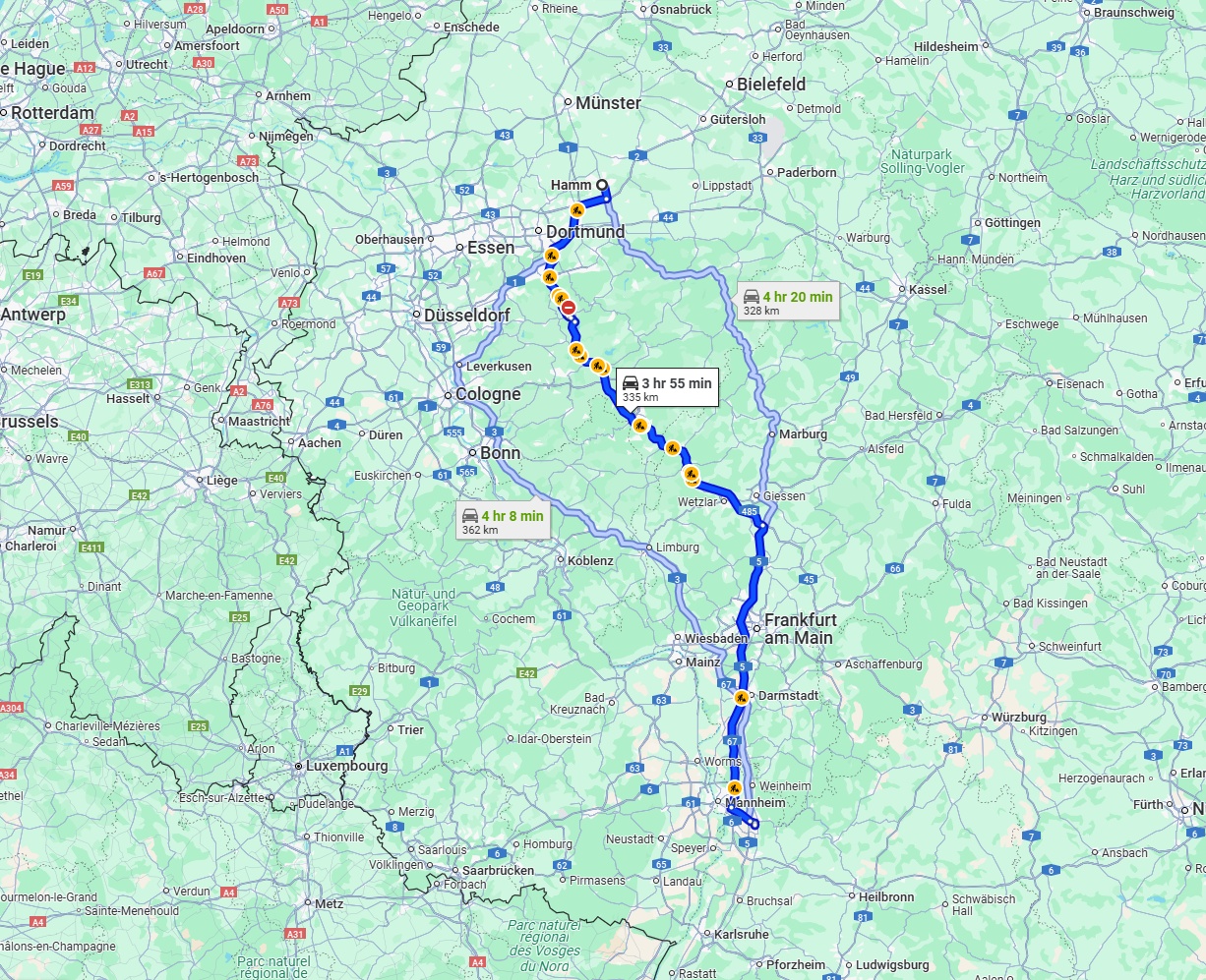 Anreise von Hamm Zu Heidelberg Über via A45